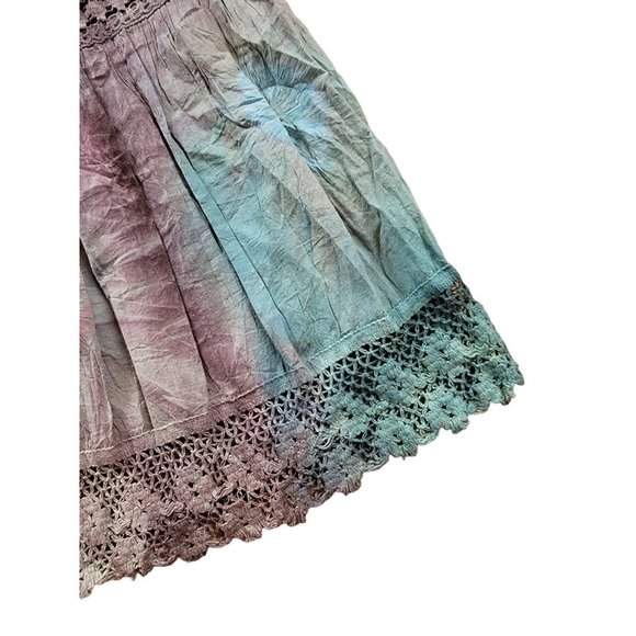 METROWEAR Women's Multicolored Tie Dyed Broomstick Maxi Skirt Lace Accents Large - Picture 6 of 7